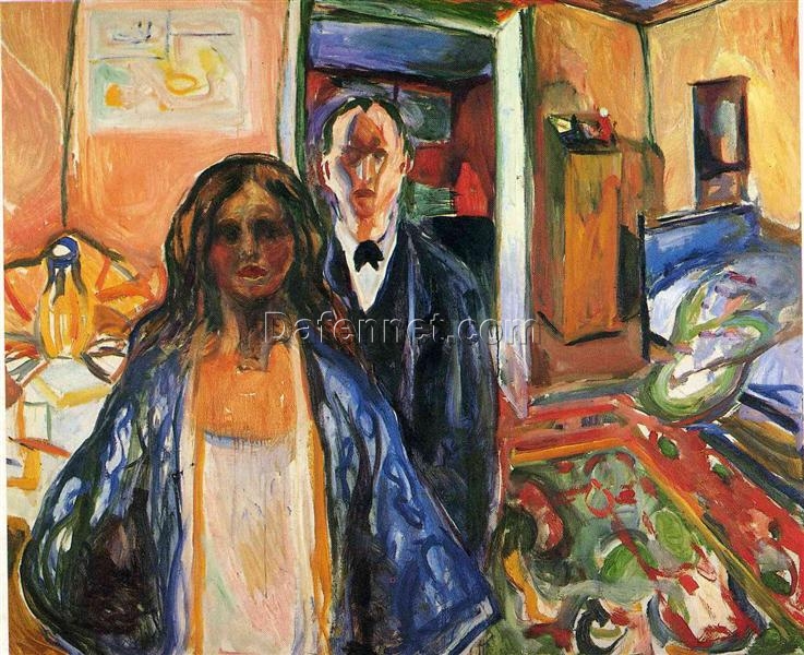 High-quality ‘The Artist and His Model’ Expressionist Inspired Oil Painting by Edvard Munch – Direct from Dafen Village Studios for Art Aficionados