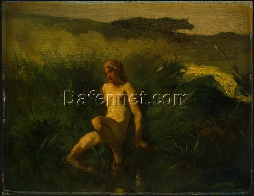 Hand-Painted Realist Nude Painting “The Bather” INSPIRED BY Jean-Francois Millet (1846 – 1848) – Skillfully Crafted by Dafen Village Artisans