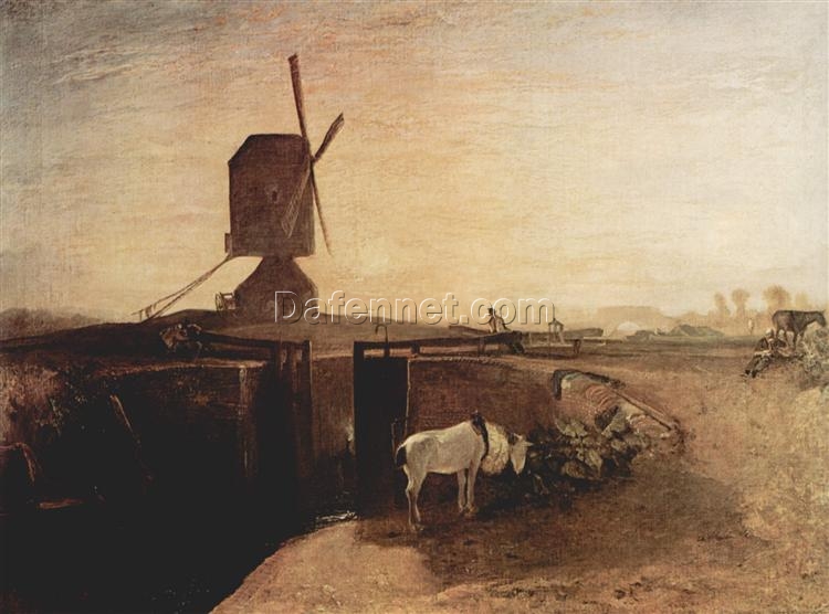 Authentic Reproduction of J.M.W. Turner’s ‘The Big Connection Channel at Southall Mill’ (1810) – A Romantic Era Genre Painting Treasure