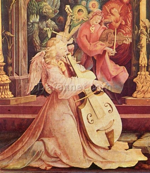 Authentic Northern Renaissance Style Oil Painting Detail – ‘The Concert of Angels’ – Inspired by Grünewald’s Isenheim Altarpiece – Dafen Village’s Exclusive Creation