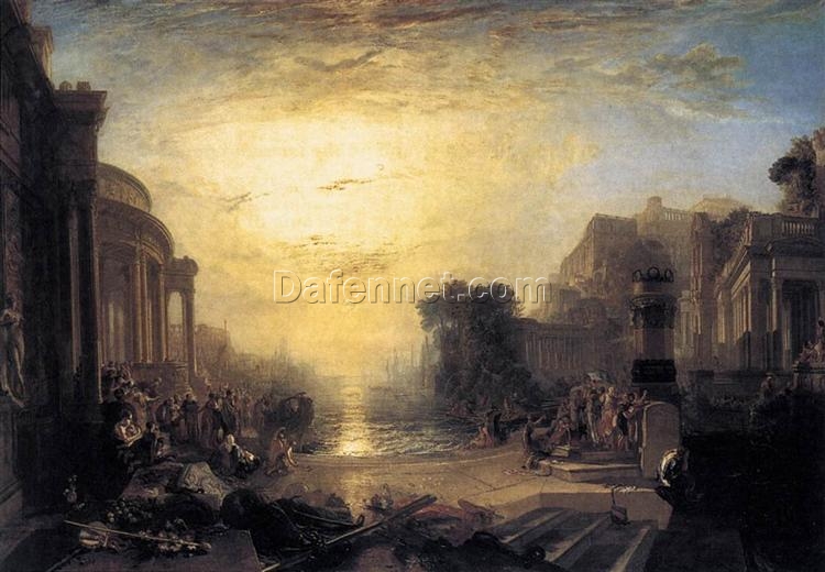 Magnificent ‘The Decline of the Carthaginian Empire’ Inspired History Oil Painting – Hand – painted in Dafen Village Studio, Embracing J.M.W. Turner’s Romanticism