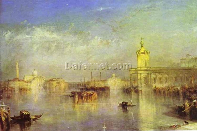 Captivating ‘The Dogana, San Giorgio, Citella, From the Steps of the Europa’ Inspired Cityscape Oil Painting – Hand – painted in Dafen Village Studio, Echoing J.M.W. Turner’s 1842 Romanticism