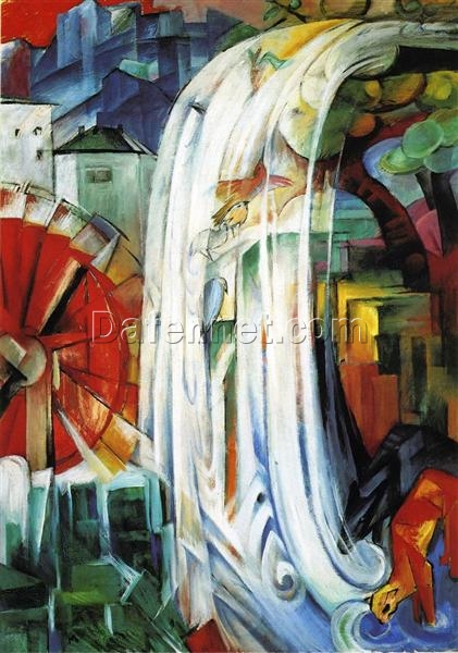 Franz Marc’s ‘The Enchanted Mill’ Cubist Style Hand-painted Oil Canvas – Perfect for Creating a Dreamy and Artistic Atmosphere in Your Space