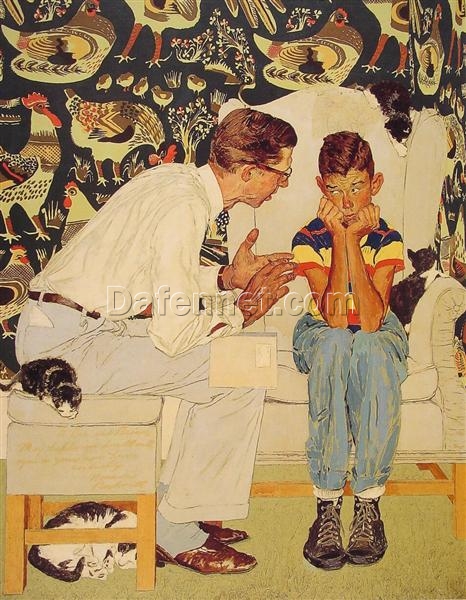 Hand – Painted Replica of Norman Rockwell’s “The Facts of Life” Inspired by Original Regionalist Masterpiece – Dafen Village Artwork