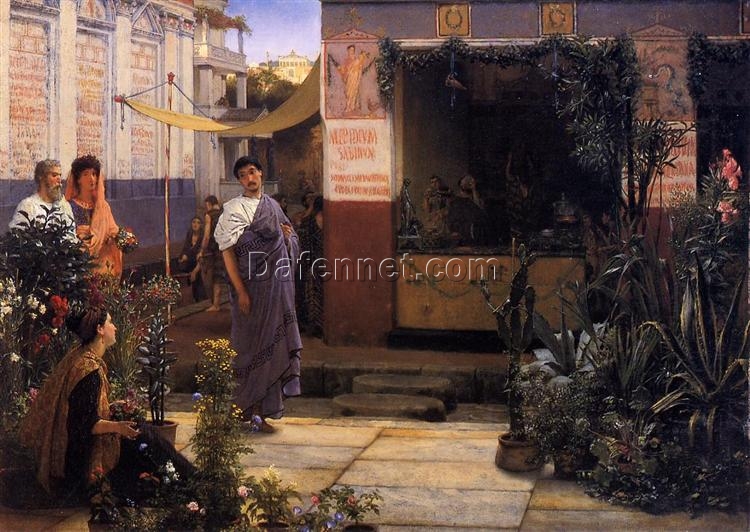 High-Resolution Print Inspired by Sir Lawrence Alma-Tadema’s ‘The Flower Market’ (1868) – An Affordable Art Option from Dafen Village for Fans of Romantic Genre Paintings