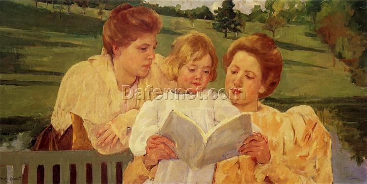 Charming Mary Cassatt’s ‘The Garden Reading’ (1898) Oil on Canvas Replica – Impressionist Serenity Captured