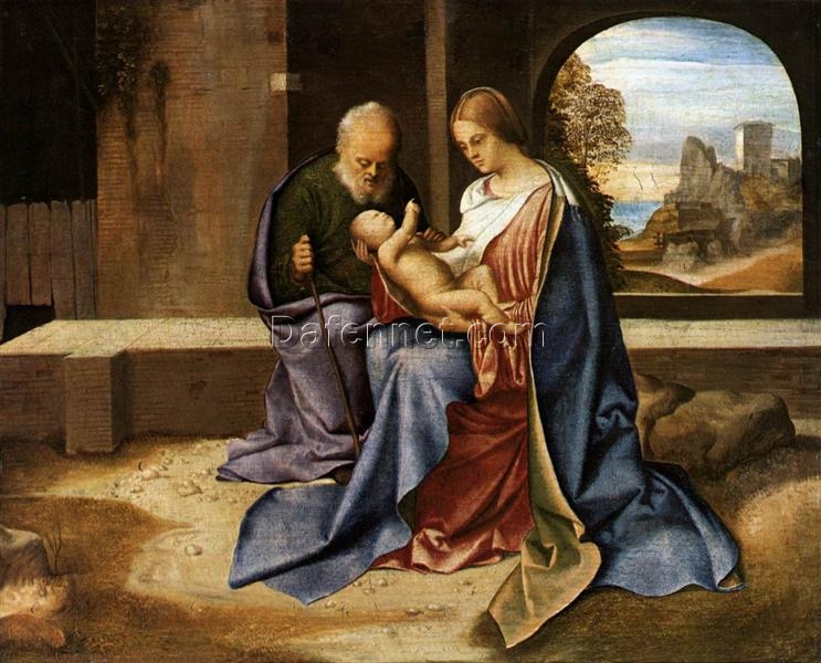 Authentic – Looking Reproduction of Giorgione’s ‘The Holy Family (Madonna Benson)’ – Handmade High Renaissance Religious Oil on Panel by Dafen Village Artisans