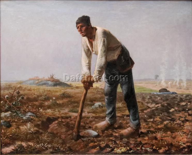 High-Quality Reproduction of Jean-Francois Millet’s c.1860 – 1862 “The Man with the Hoe” – Realist Genre Oil Painting from Renowned Dafen Village Studios for Art Collectors