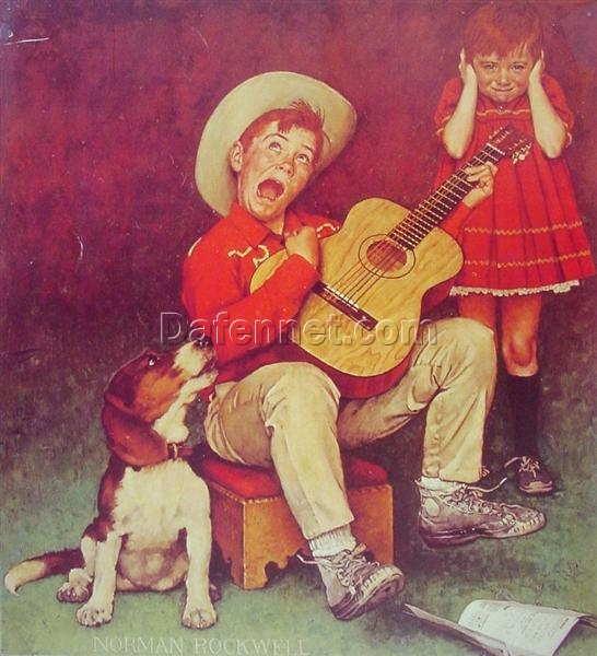 High – Quality Reproduction of “The Music Man” by Norman Rockwell – 1966 – Inspired Dafen Village Canvas Oil Painting