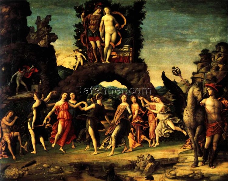 Exquisite Dafen Village Creation: ‘The Parnassus: Mars and Venus’ Inspired by Andrea Mantegna (1497) – High – Quality High Renaissance Mythological Oil Painting on Canvas