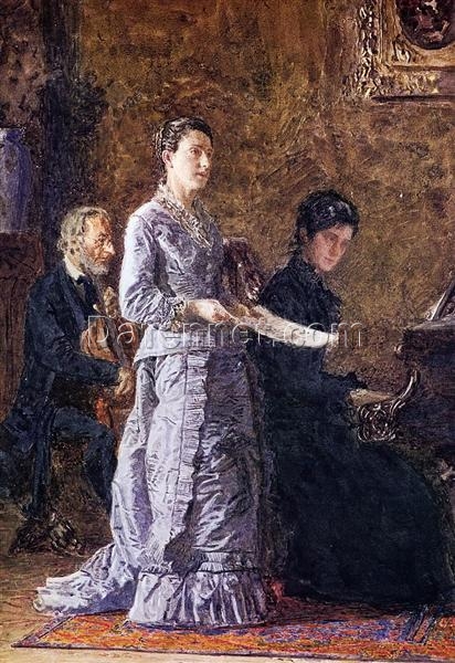 Hand-Painted Replica of Thomas Eakins’ “The Pathetic Song” (c.1881) – Evocative Realist Genre Oil Painting on Canvas from Dafen Village, Ideal for Art Lovers and Music Enthusiasts