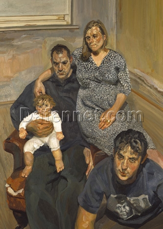 High – Quality Reproduction of Lucian Freud’s ‘The Pearce Family’ (1998) – Expressionist Portrait Canvas from Dafen