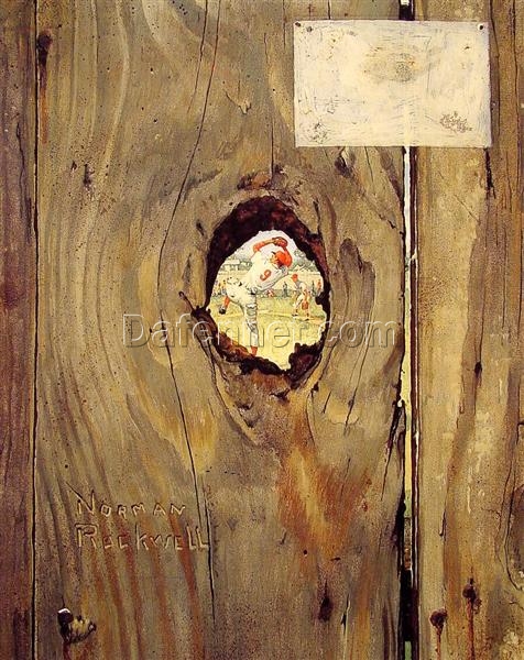 High – Quality Reproduction of “The Peephole” by Norman Rockwell – 1958 – Inspired Dafen Village Canvas Oil Painting