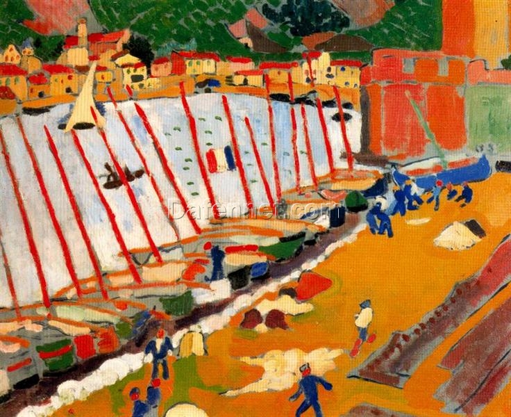 Andre Derain’s ‘The Port of Collioure’ (1905) Inspired Oil Painting on Canvas – High – Quality Replica from Dafen Village, Great for Decorating with a Touch of French Fauvist Landscape