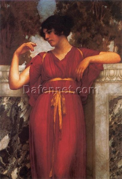 Authentic – looking ‘John William Godward Inspired’ Oil Painting of ‘The Ring’ from 1898, Hand – crafted in Dafen Village for Neoclassical Genre Painting and Fine Art Collectors