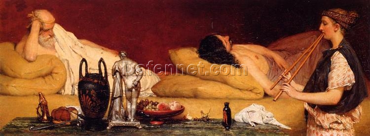 Exquisitely Hand – Painted Oil Painting Inspired by Sir Lawrence Alma – Tadema’s ‘The Siesta’ (1868) – A Serene Romantic Genre Replica by Dafen Village Artists for Art Enthusiasts and Lovers of Peaceful Scenes