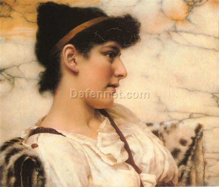 Custom – made Oil Painting of ‘The Siesta’ in the Vein of John William Godward’s 1895 Neoclassical Style, Created in Dafen Village for Home Decor Enthusiasts Looking for a Peaceful Neoclassical Accent for Their Reading Nooks