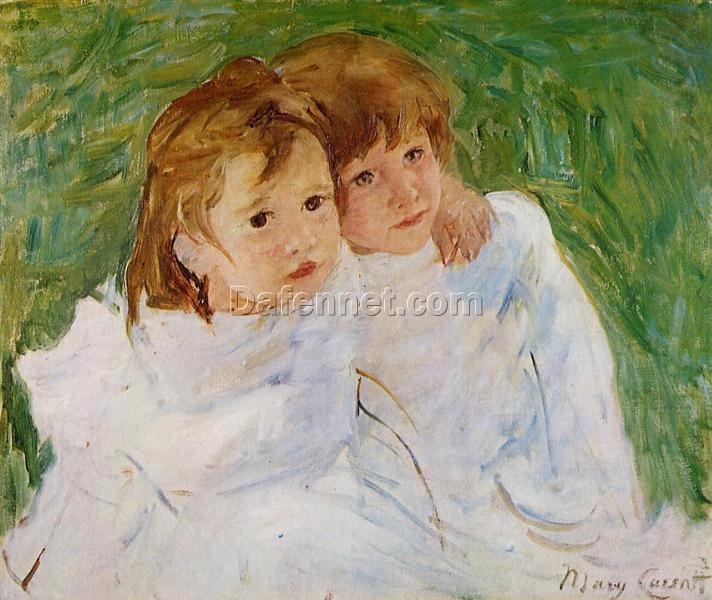 Limited Edition Reproduction of Mary Cassatt’s ‘The Sisters’ in Impressionist Oil Painting Style | Exclusive Dafen Village Studio Series