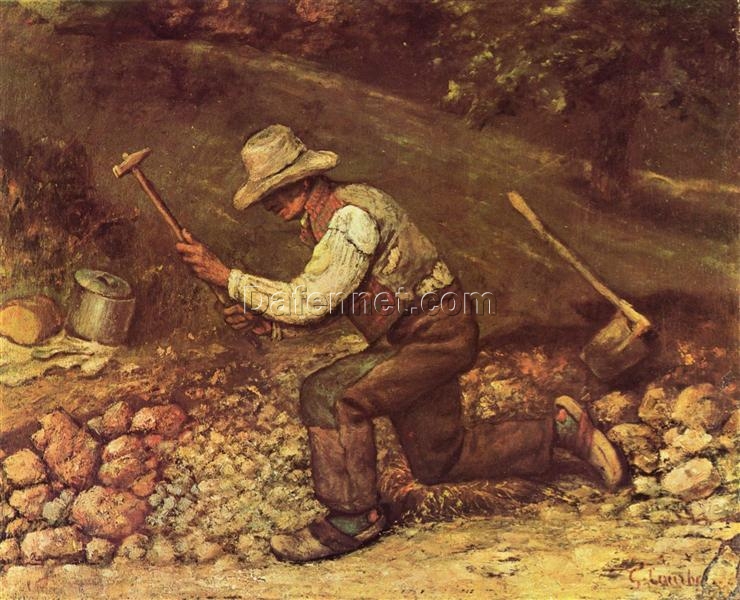 Unique ‘The Stone Breaker’ Inspired Oil Painting by Dafen Village Artists – Ideal for Those Searching for Authentic Realist Genre Paintings with Social Relevance