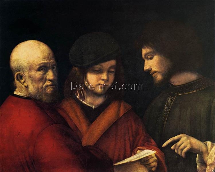 High – Quality Replica of Giorgione’s 1500 – 1501 ‘The Three Ages of Man’ – High Renaissance Allegorical Oil on Panel & Canvas by Dafen Village Studio