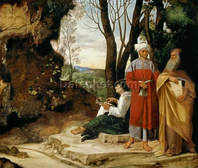 Exquisite Dafen Village Creation: ‘The Three Philosophers’ Inspired by Giorgione (1508 – 1509) – High Renaissance Genre Oil Painting on Canvas