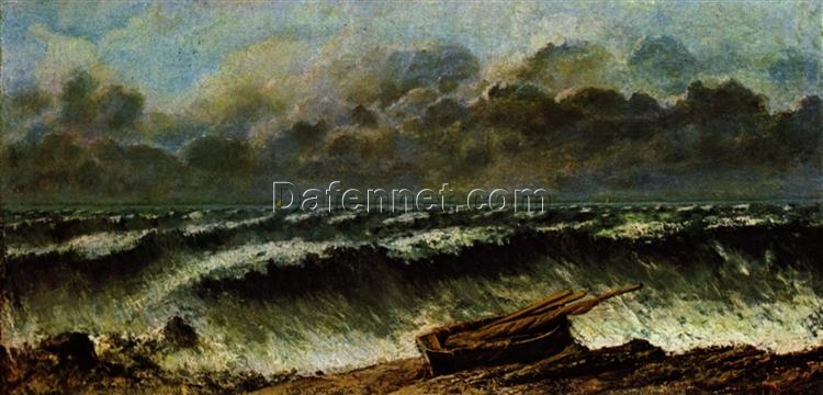 Gustave Courbet’s Timeless ‘The Waves’ – 1869 Realist Landscape Oil Painting on Canvas, Perfect for Coastal Enthusiasts