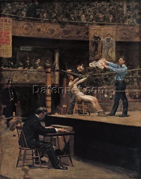 Hand-Painted Replica of Thomas Eakins’ “Between Rounds” (1898 – 1899) – Riveting Realist Genre Painting Oil on Canvas from Dafen Village, Ideal for Art Lovers and Boxing Enthusiasts