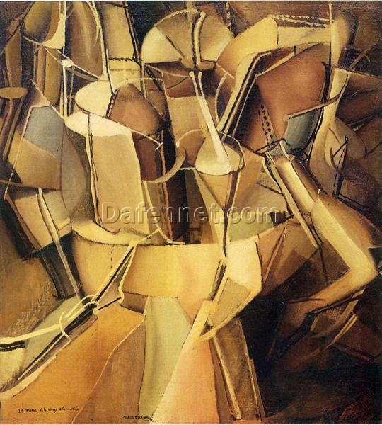 Exquisite Dafen Village Creation: ‘Transition of Virgin into a Bride’ Inspired by Marcel Duchamp (1912) – Cubist Figurative Oil Painting on Canvas