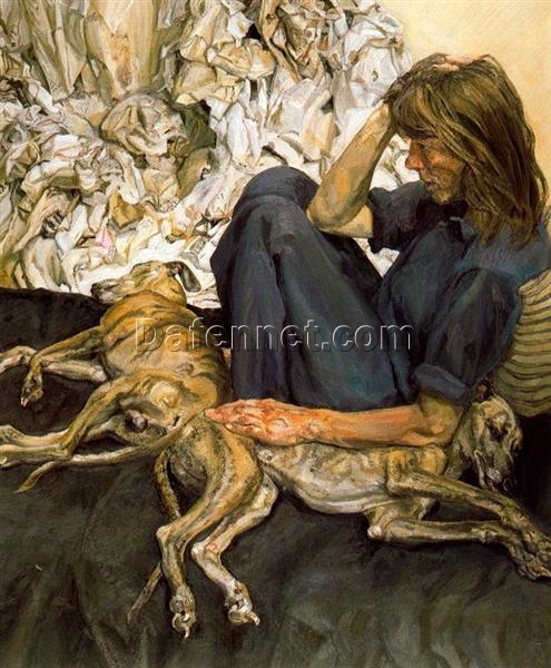 High – Quality Replica of Lucian Freud’s 1986 – 1987 ‘Triple Portrait’ – Expressionist Oil on Canvas