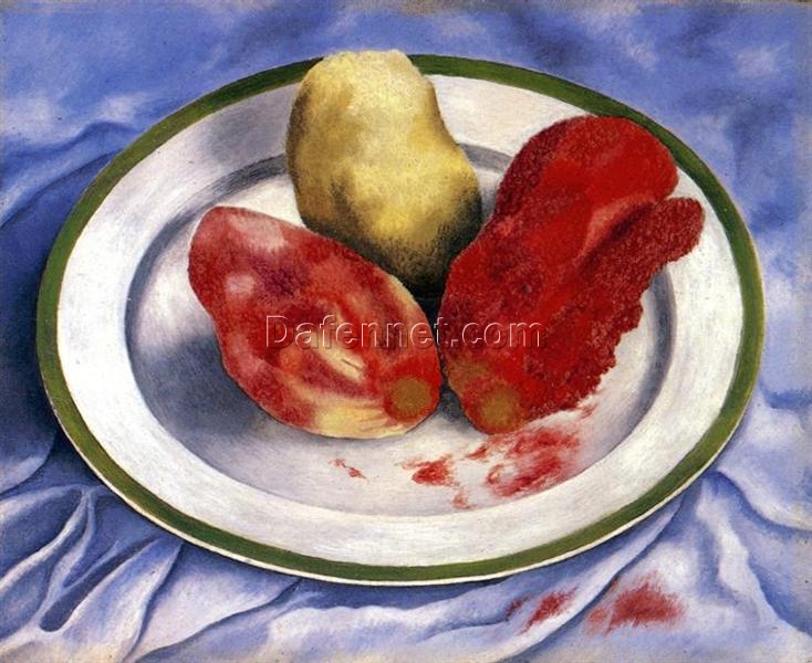 Custom Oil Painting Inspired by Frida Kahlo’s Tunas (Still Life with Prickly Pear Fruit) – Hand-Painted Naïve Art Reproduction from DaFen Village Studio | Mexican Still Life Fine Art for Home, Kitchen, and Gallery Décor