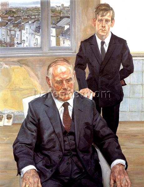 Lucian Freud – Inspired ‘Two Irishmen in W11’ (1984 – 1985) Oil Painting – A Captivating Expressionist Portrait