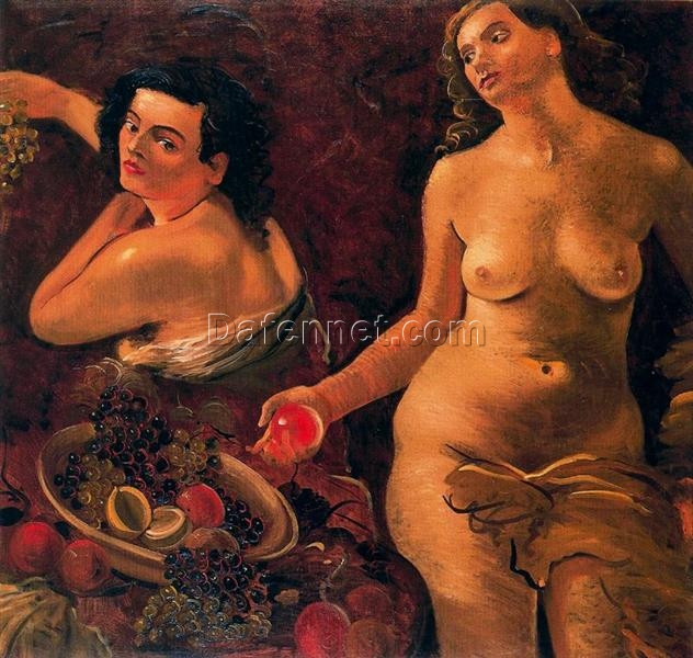 Custom – Sized Neoclassical Nude Painting ‘Two naked women and still life’ Inspired by Andre Derain’s 1935 Masterpiece, Handmade in Dafen Village