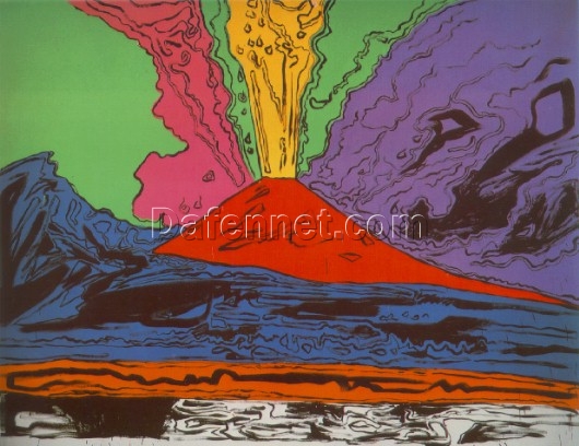 Authentic ‘Andy Warhol Inspired’ Oil Painting of ‘Vesuvius’ in Pop Art Style, Hand – crafted in Dafen Village for Pop Art and Landscape Art Connoisseurs