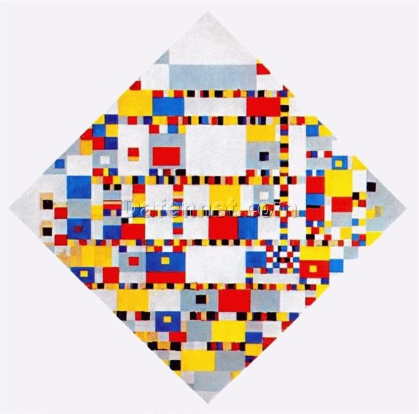 Customizable Hand – Painted “Victory Boogie Woogie” Inspired by Piet Mondrian’s 1944 Neoplasticism for Art Collectors and Design Aficionados