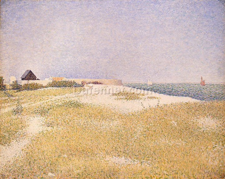 Exquisitely Hand-Painted Oil on Canvas Replica of Georges Seurat’s ‘View of Fort Samson’ – A Magnificent Neo-Impressionist and Pointillist Landscape by Dafen Village Artists for Art Aficionados and Military Landscape Enthusiasts