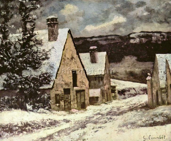 Gustave Courbet’s Timeless ‘Village Street in Winter’ – c.1865 – c.1870 Realist Landscape Oil Painting on Canvas, Inspired by Städel’s Treasure