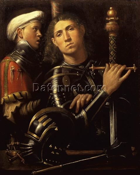 Authentic – Looking Reproduction of Giorgione’s ‘Warrior with Groom’ (1505 – 1510) – Handmade High Renaissance Portrait Oil Painting on Canvas by Dafen Village Artisans