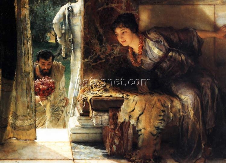 Inspired by Sir Lawrence Alma – Tadema’s ‘Welcome Footsteps’ (1883) – Romantic Genre Oil Painting, Dafen Village Reproduction Ideal for Home and Office Decor with Precise 54.6 x 41.9 cm Size