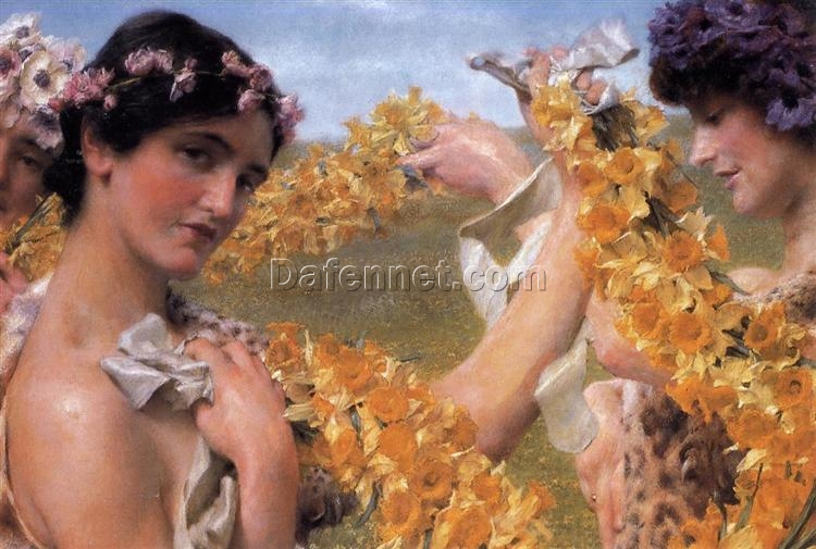 Customizable Oil Painting Inspired by Alma-Tadema’s “When Flowers Return” (1911) – Handmade in Dafen Village