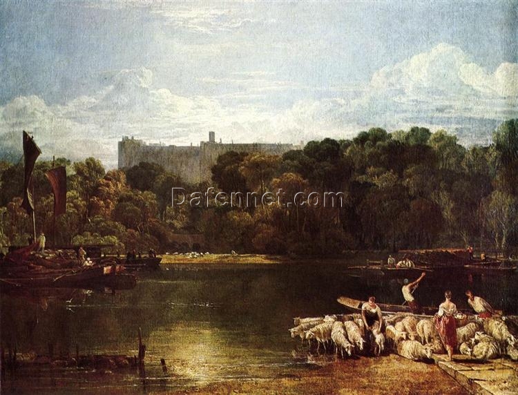 Enchanting Romantic Genre Painting Inspired by J.M.W. Turner’s ‘Windsor Castle from the Thames’ (c.1804 – c.1806) – A Private Collection Tribute