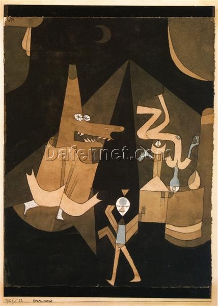 Authentic – looking Reproduction of “Hexen scene” by Paul Klee (1921) Inspired by Bauhaus Surrealism – Dafen Village Artwork for Interior Decorators