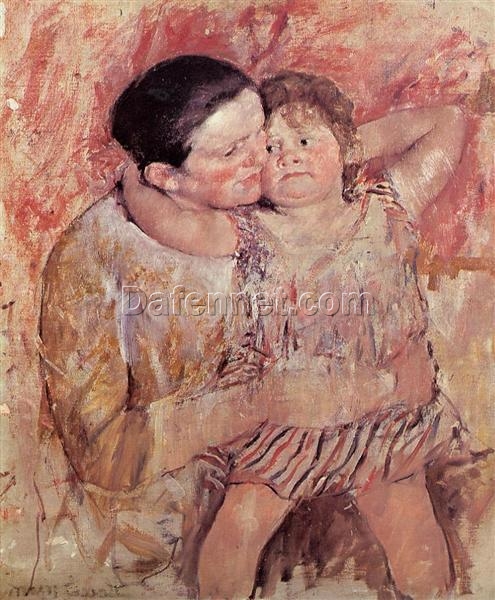 Authentic-looking Replica of Mary Cassatt’s ‘Woman and Child’ (c.1887 – 1888) – Impressionist Genre Painting Oil Painting Handmade in Dafen Village