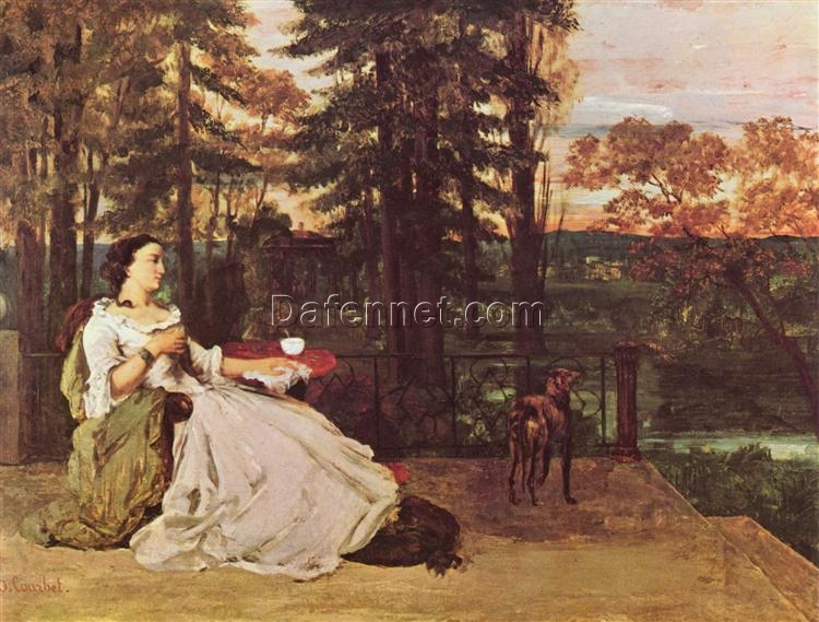 Authentically Rendered 1858 ‘Woman of Frankfurt’ (Le dame de Francfort) by Gustave Courbet – Realist Oil Canvas Genre Painting, 104×140 cm, Capturing the Spirit of the Wallraf-Richartz Museum Original, Perfect for Art Lovers’ Gifts