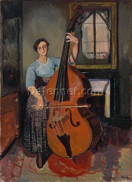 Customizable Oil Painting – “Woman with a Double Bass” Inspired by Valadon – Dafen Village Studio’s Special Offer