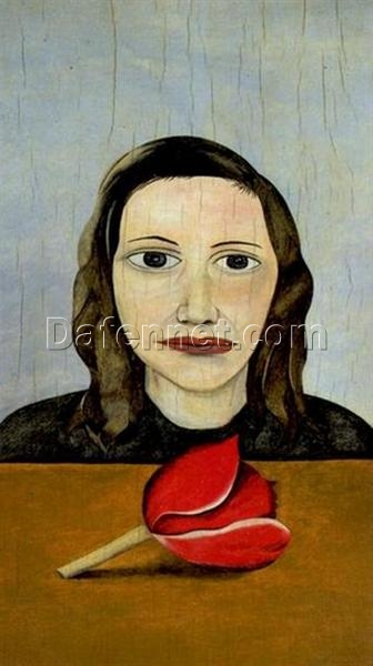 Authentic – Looking “Woman with a Tulip” Inspired Surrealist Artwork from Dafen Village – Ideal for Home and Office Accents