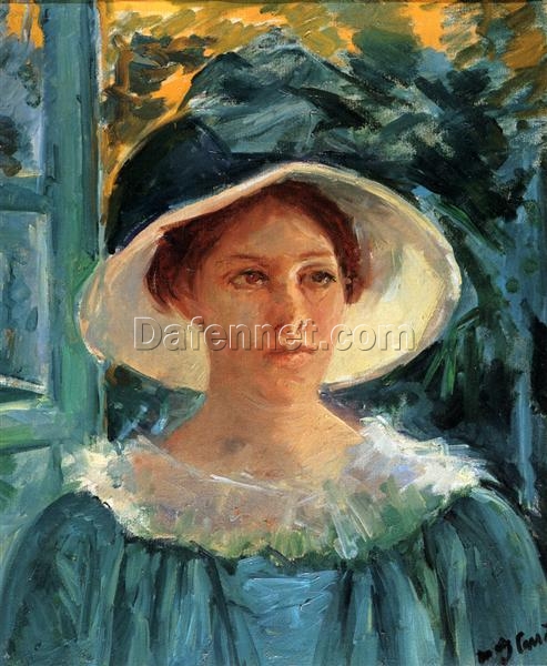 Stunning Reproduction of Mary Cassatt’s ‘Young Woman In Green Outdoors In The Sun’ (c.1914) – A Glimpse into Impressionist Serenity