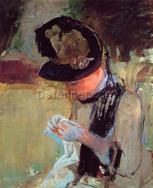 High – Quality Reproduction of Mary Cassatt’s ‘Young Woman Sewing in the Garden’ (1886) in Oil on Canvas